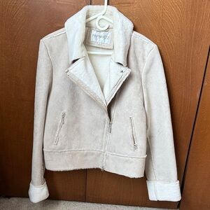 Paparazzi NWOT Cream Faux Shearling and Faux Suede Jacket Sz XL.